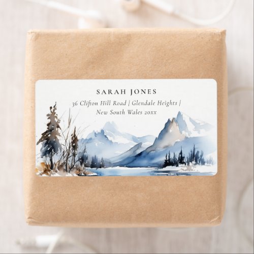 Mountain Lake Winter Snow Landscape Address Label