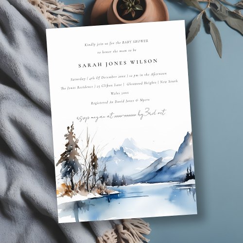 Mountain Lake Winter Snow Landscape Baby Shower Invitation