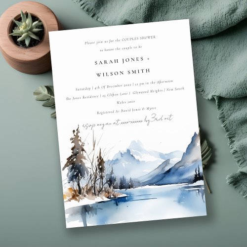 Mountain Lake Winter Snow Landscape Couples Shower Invitation