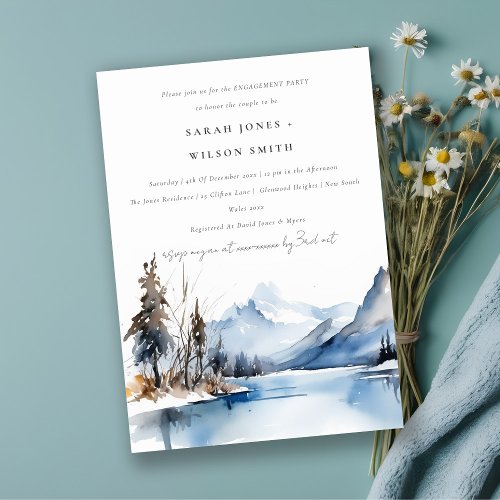 Mountain Lake Winter Snow Landscape Engagement Invitation