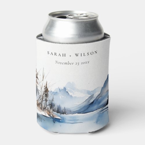 Mountain Lake Winter Snow Landscape Wedding Can Cooler