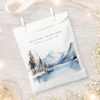 Mountain Lake Winter Snow Landscape Wedding Favor Bag