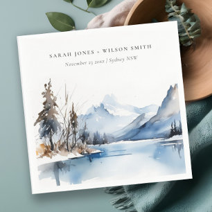 Mountain Lake Winter Snow Landscape Wedding Napkins