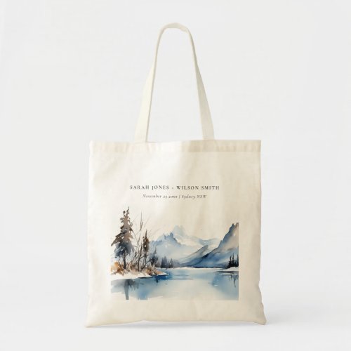 Mountain Lake Winter Snow Landscape Wedding Tote Bag