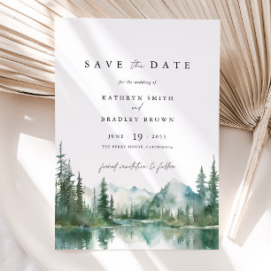 Mountain Lake Woodland Wedding Save The Date
