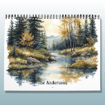 Mountain Lakes and Streams Watercolors Calendar<br><div class="desc">Wall calendar packed with beautiful watercolor style illustrations of mountain landscapes and wooded lakes and streams. Features a unique watercolor style image for each month, plus cover and all 12 images on the back. Edit the Front cover text to personalized with your own text title or name. Your choice of...</div>