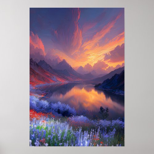 Mountain Lakes Sunset Serenade Poster