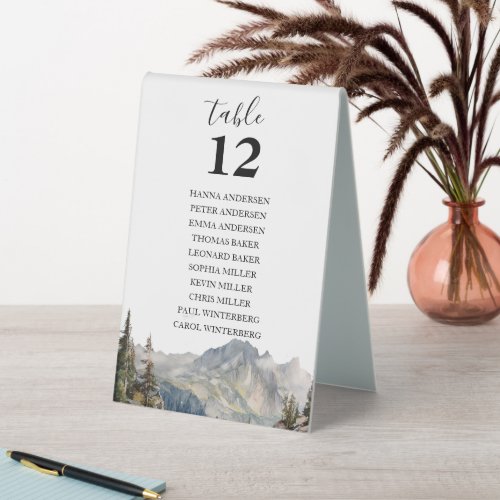 Mountain Lakeside Seating Chart Table Tent Sign