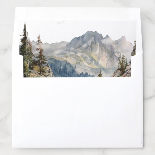Mountain lakeside watercolor envelope liner