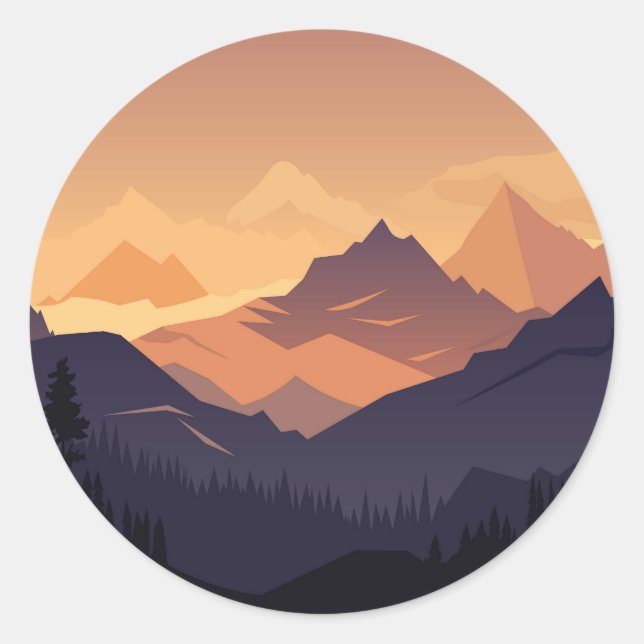 Mountain landscape adventure classic round sticker (Front)