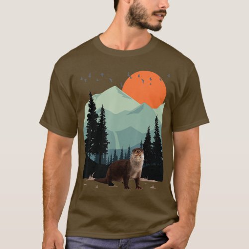 Mountain Landscape Adventure Sunset Pine Tree Sea  T_Shirt