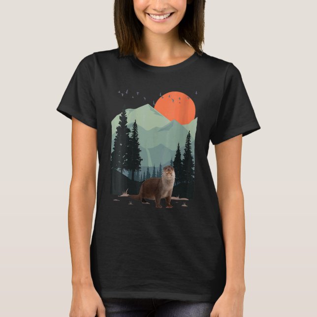 Mountain Landscape Adventure Sunset Pine Tree Sea  T-Shirt (Front)