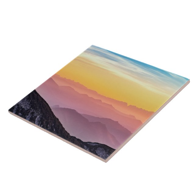 Mountain Landscape at Sunset    Ceramic Tile (Side)