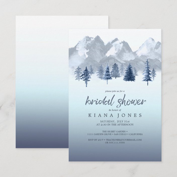 Mountain Landscape Bridal Shower Blue ID787 Invitation