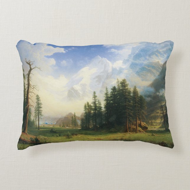 Mountain Landscape by Albert Bierstadt Decorative Pillow (Front)