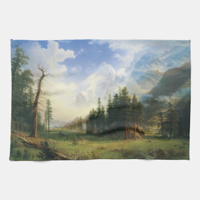 Mountain Landscape by Albert Bierstadt Kitchen Towel (Horizontal)