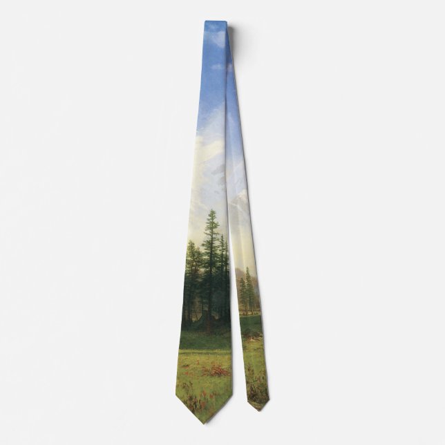 Mountain Landscape by Albert Bierstadt Tie (Front)