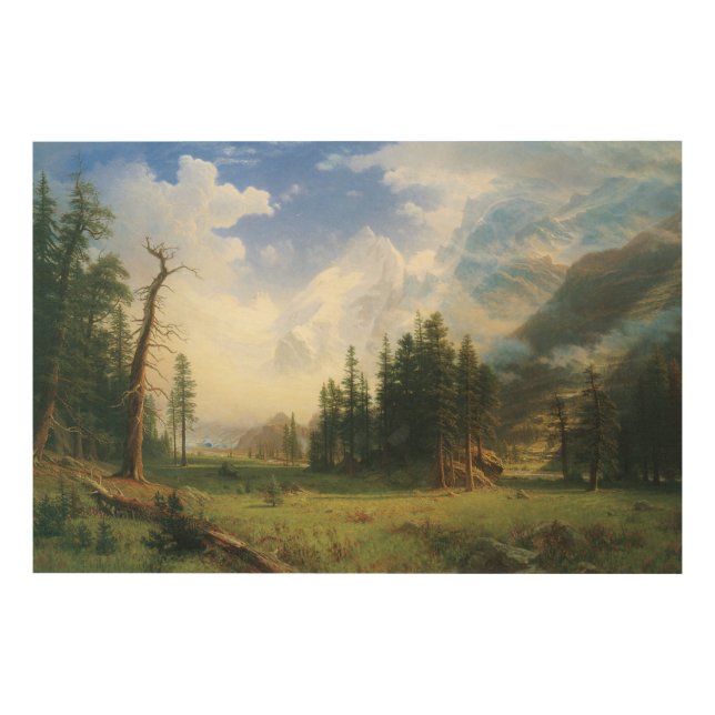 Mountain Landscape by Albert Bierstadt Wood Wall Art (Front)