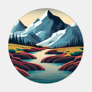 Mountain landscape coaster set