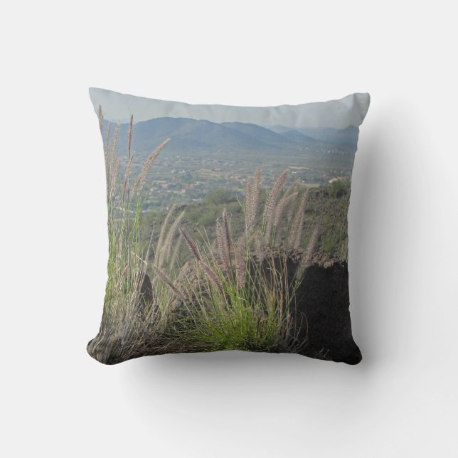 Mountain Landscape Hilltop Distant View Desert Throw Pillow (Front)