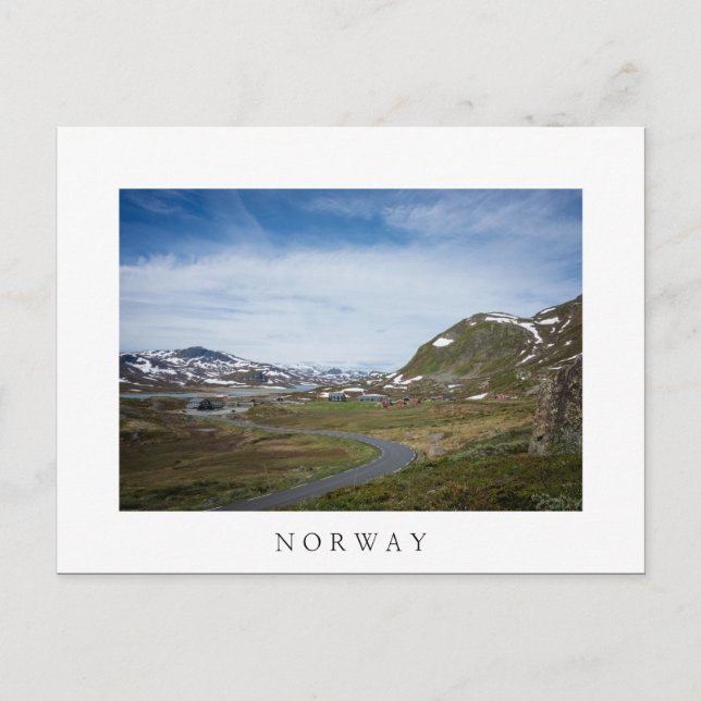 Mountain landscape in Norway white text postcard (Front)