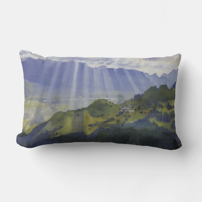 Mountain Landscape in Switzerland (Serebriakova) Lumbar Pillow (Front)