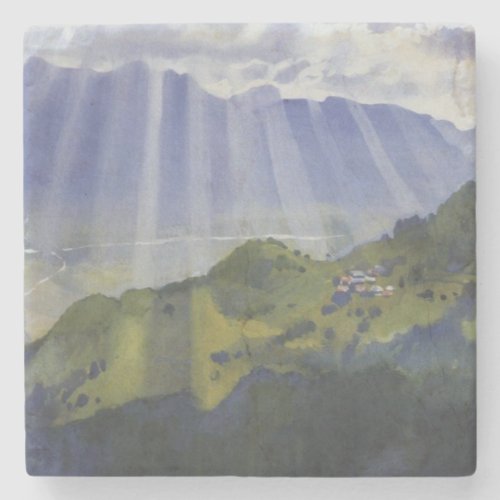 Mountain Landscape in Switzerland Serebriakova Stone Coaster