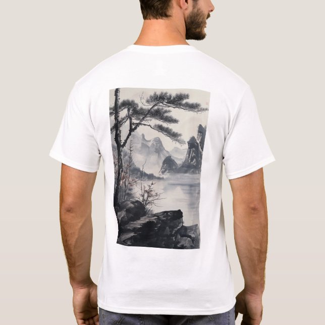 Mountain Landscape Ink Painting National Style T-S T-Shirt (Back)