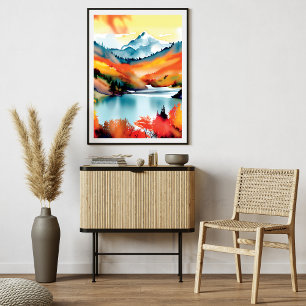 Mountain Landscape Lake Autumn Inspired Photo Print