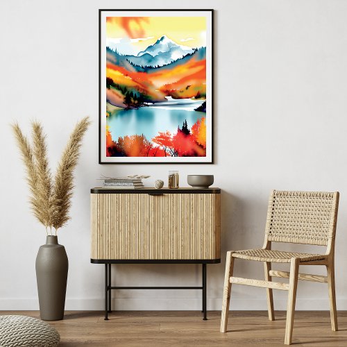 Mountain Landscape Lake Autumn_Inspired  Photo Print