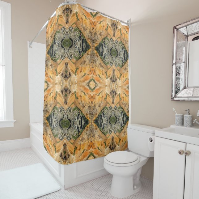 Mountain landscape large pattern shower curtain (In Situ)