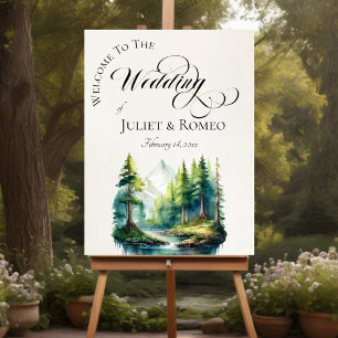 Mountain Landscape & Monogram Welcome - Ivory Foam Board