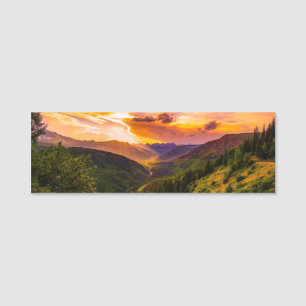 mountain landscape name tag