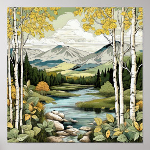 Mountain Landscape Neutral Wall Art Poster