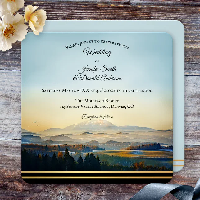 Fancy Invitation Landscape Example Mountain Landscape Painting Artistic Wedding Invitation | Zazzle