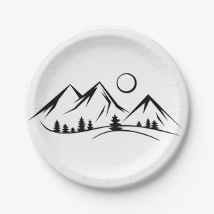 Mountain landscape paper plates