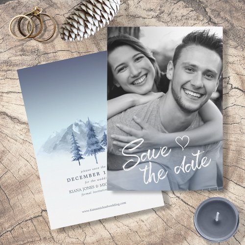 Mountain Landscape Photo Wedding Blue ID787 Save The Date