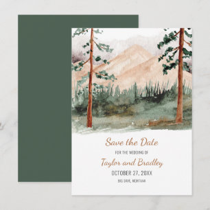Mountain Landscape Pine Trees Rustic Save The Date
