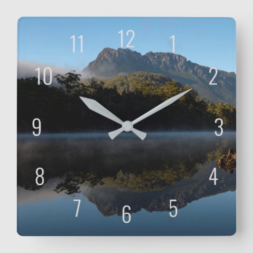 Mountain Landscape Reflections Lake Water Square Wall Clock
