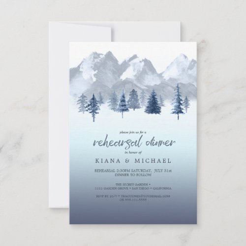 Mountain Landscape Rehearsal Dinner Blue ID787 Invitation