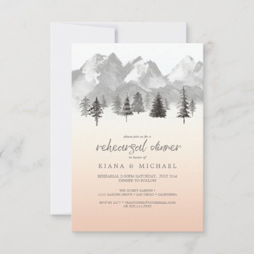 Mountain Landscape Rehearsal Dinner Blush ID787 Invitation