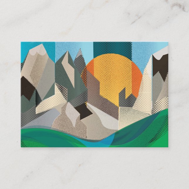 Mountain Landscape Retro Business Card (Front)