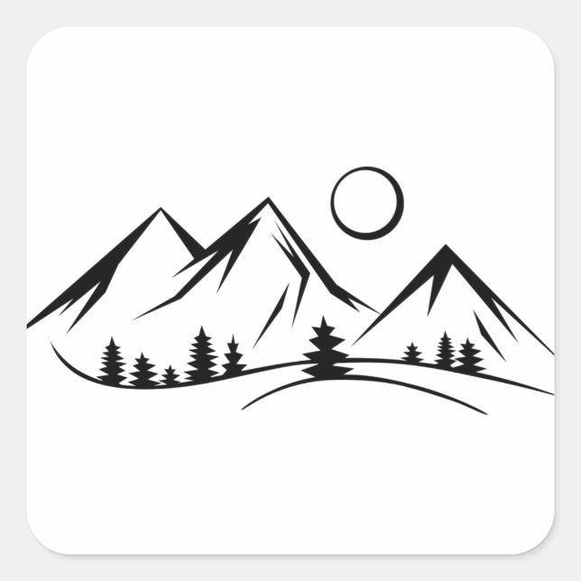 Mountain landscape square sticker (Front)