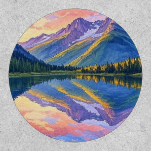 Mountain Landscape Sunset Over Lake Patch