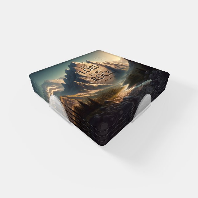 Mountain Landscape THE LORD IS MY ROCK PSALM 18:2 Coaster Set (Set)