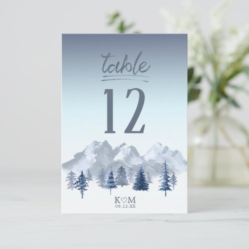 Mountain Landscape V1 Table Numbers Blue ID787
