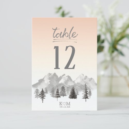 Mountain Landscape V1 Table Numbers Blush ID787