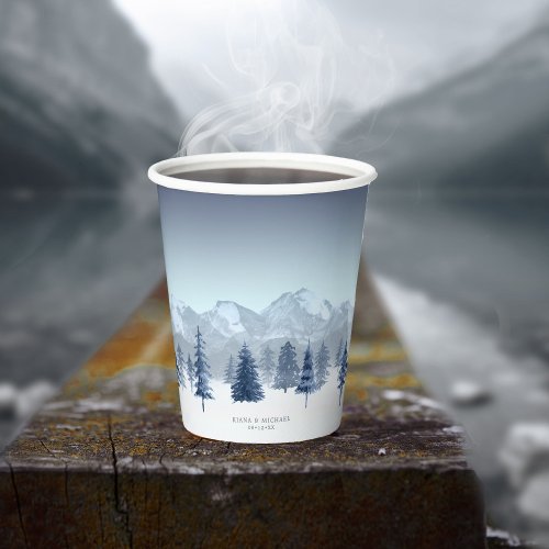 Mountain Landscape V1 Wedding Blue ID787 Paper Cups