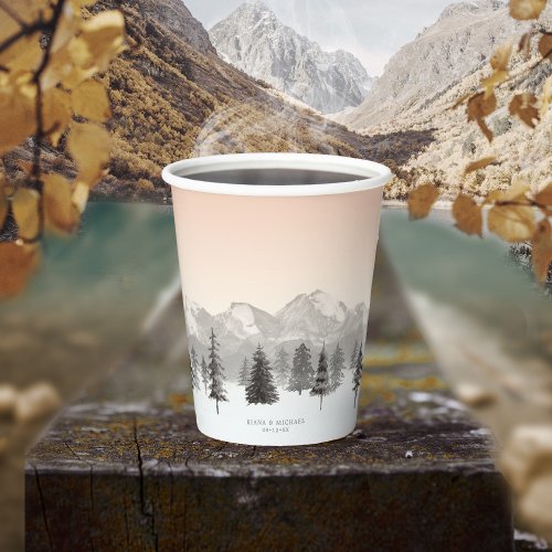 Mountain Landscape V1 Wedding Blush ID787 Paper Cups