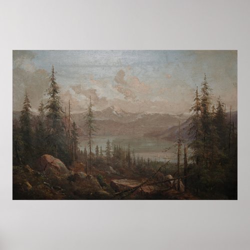 Mountain Landscape Vintage Painting Poster